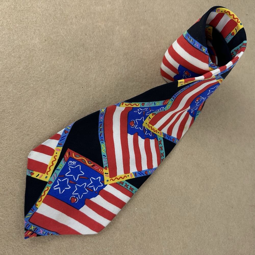 NEOMAX Peter Max Silk Patriotic silk 56.5" x 4" - % Sale Veterans! Vintage 80s